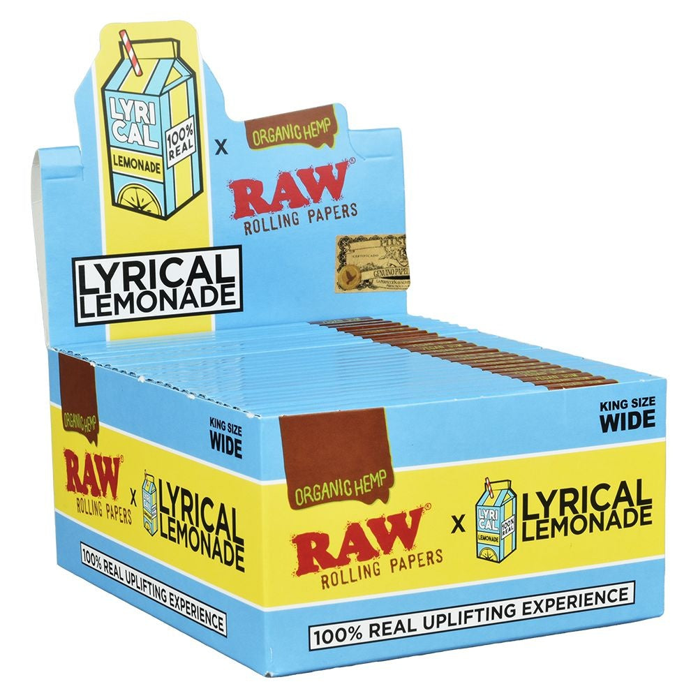 RAW x Lyrical Lemonade Organic Hemp Rolling Papers | King Size Wide | 32pc | 50pk Display