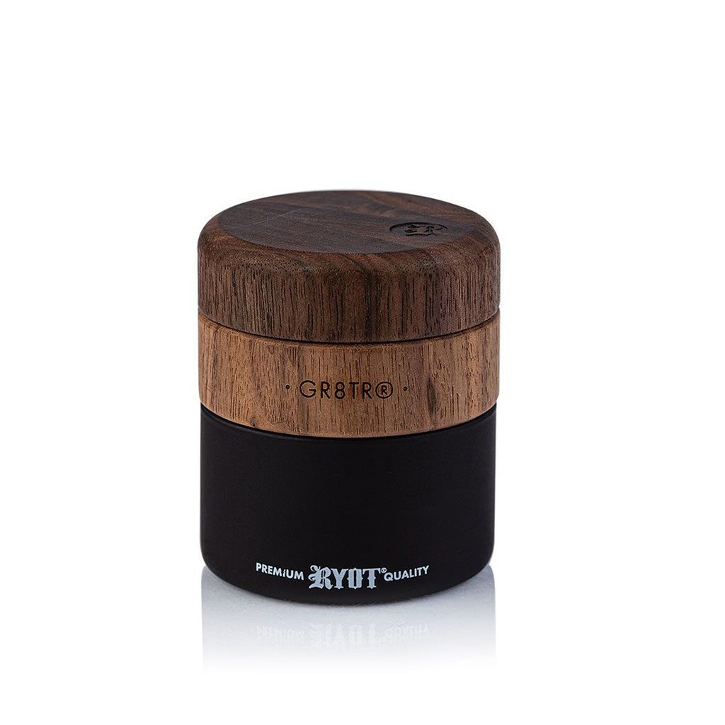 RYOT Wood Top GR8TR Grinder w/ Glass Jar Body - 2.5"