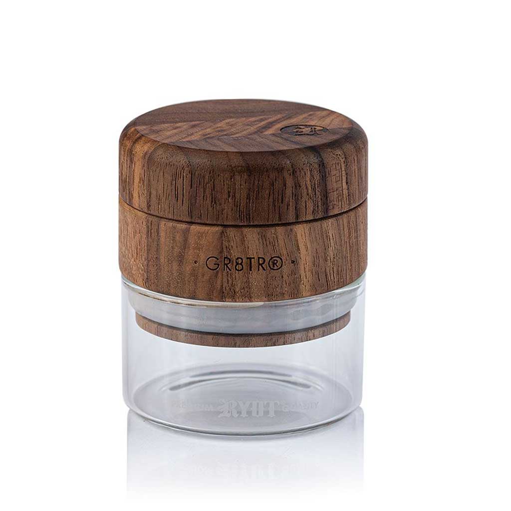 RYOT Wood Top GR8TR Grinder w/ Glass Jar Body - 2.5"