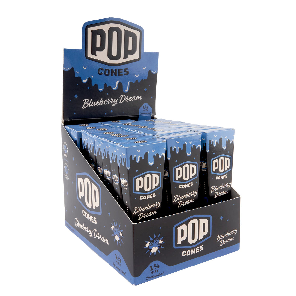 Pop Cones 1 ¼ Size Unbleached 6pk Cones – 24ct Display