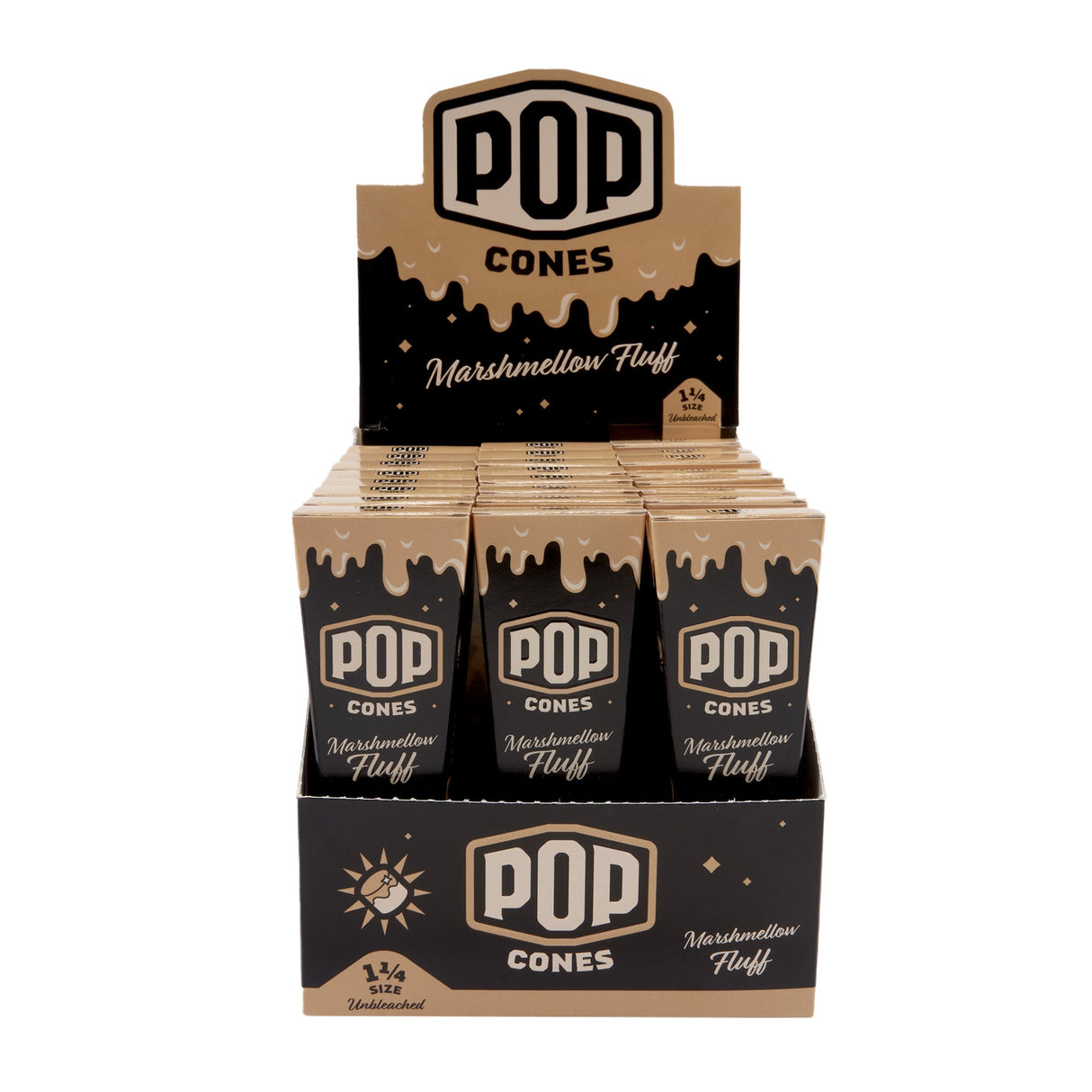 Pop Cones 1 ¼ Size Unbleached 6pk Cones – 24ct Display