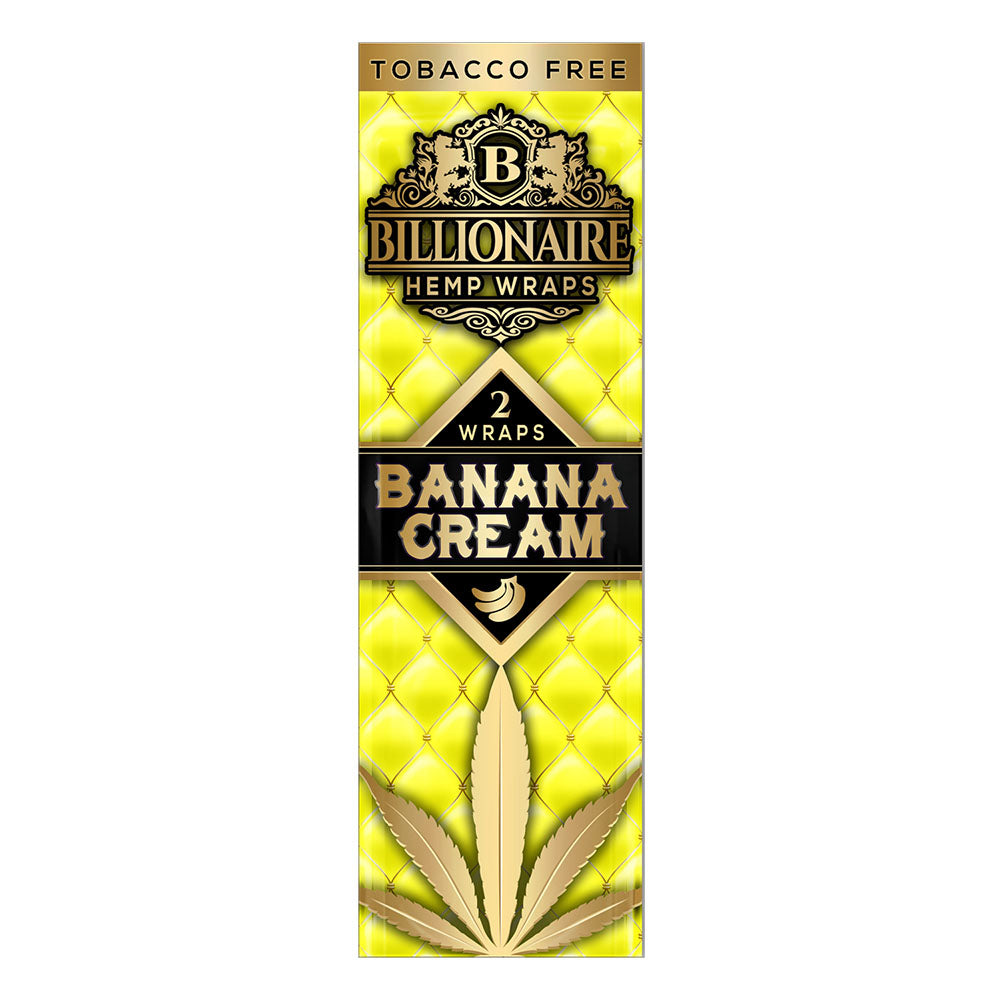 Billionaire Hemp Wraps Banana Cream 25 Pack, Tobacco-Free Blunt Wraps for Dry Herbs, Front View