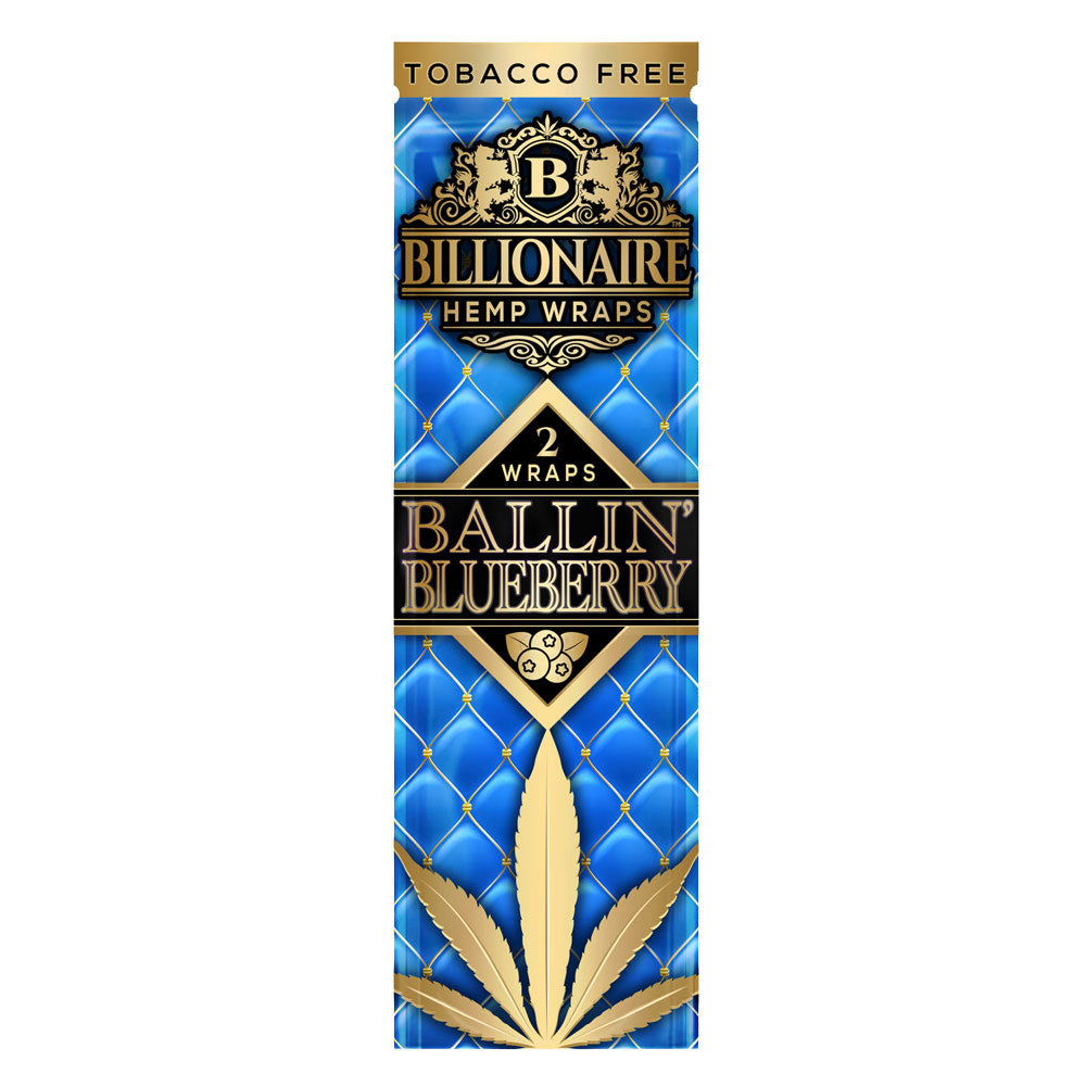 Billionaire Hemp Wraps Ballin Blueberry 25 Pack, Tobacco-Free Blunt Wraps for Dry Herbs