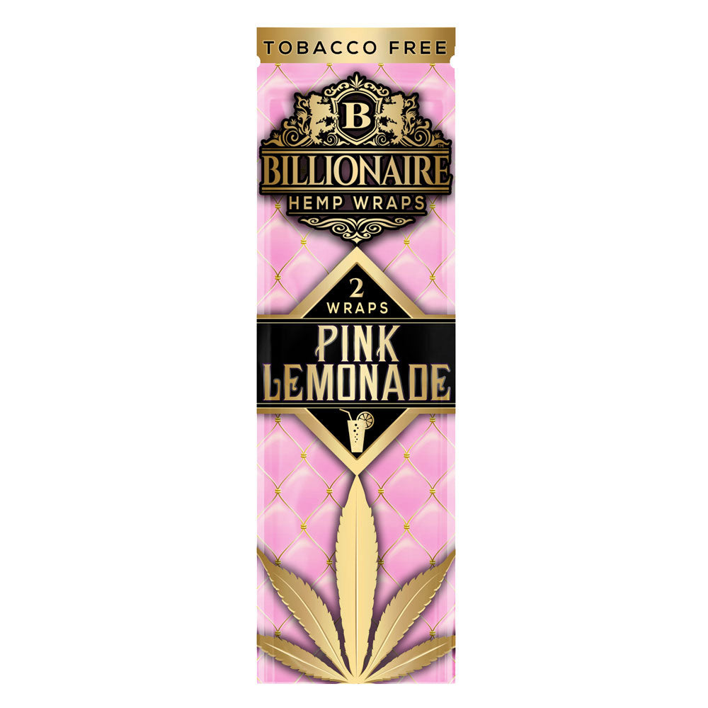 Billionaire Hemp Wraps Pink Lemonade 25 Pack, Tobacco-Free Blunt Wraps for Dry Herbs