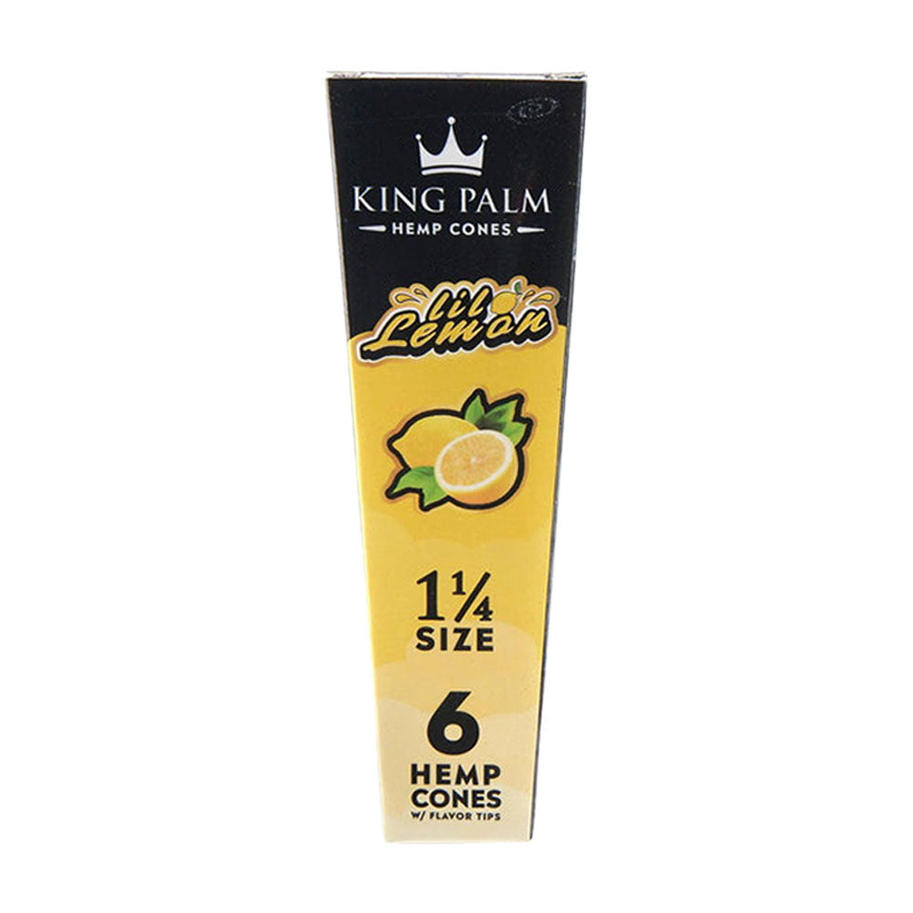 King Palm Lil Lemon Hemp Pre-Rolled Cones 6-Pack Front View on White Background