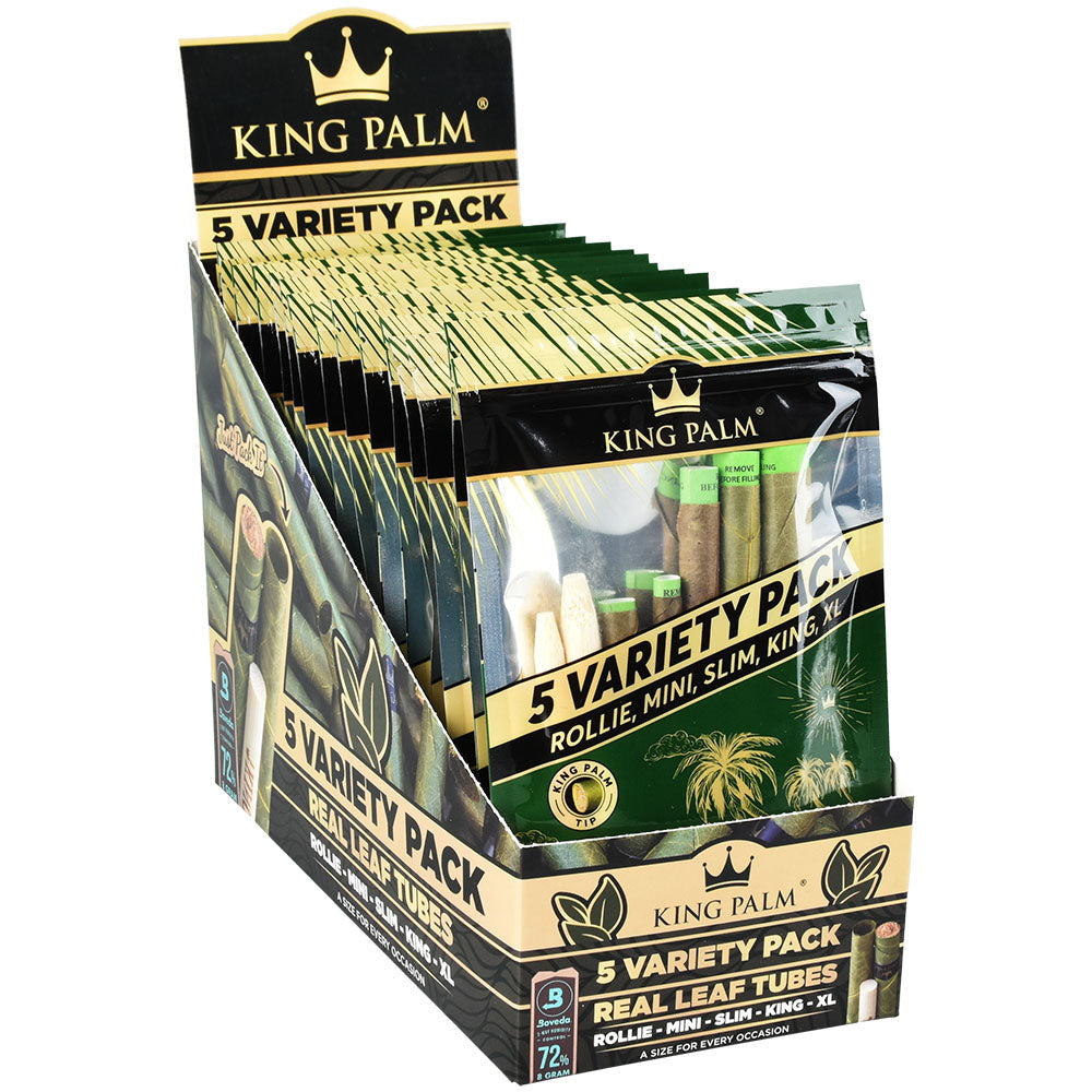 King Palm Hand Rolled Leaf 5 Variety Pack Display with 15 Pieces, Front View