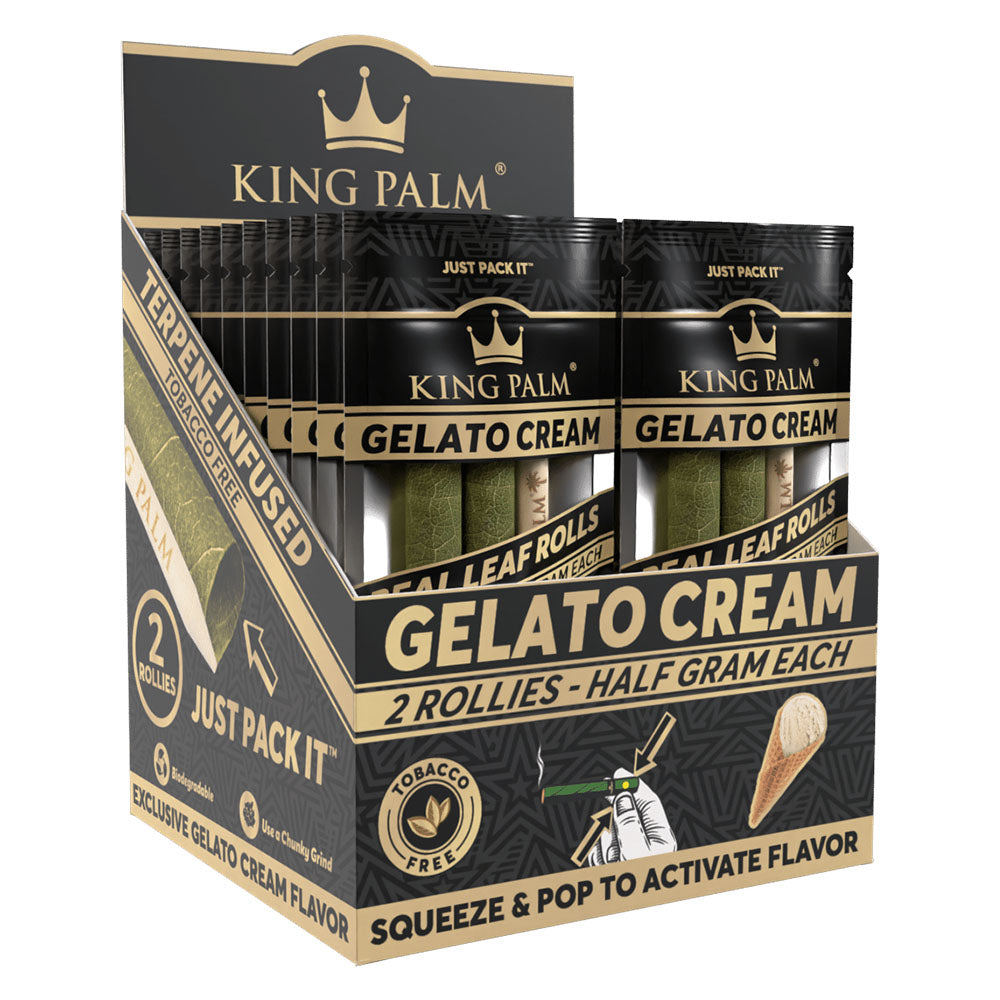 King Palm Gelato Cream Flavored Leaf Rolls 2-Pack Display, Terpene Infused, Easy to Fill