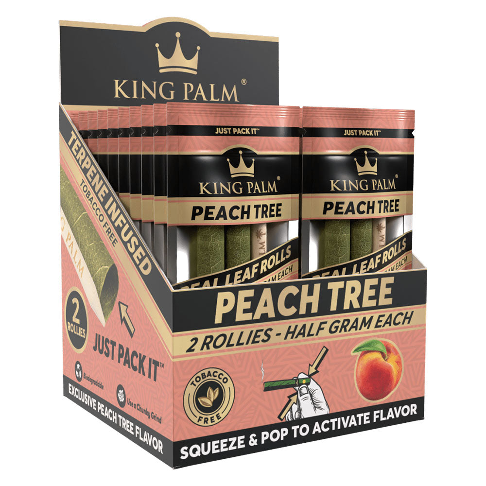 King Palm Peach Tree Flavor Hand Rolled Leaf 2-Pack Display Box Front View