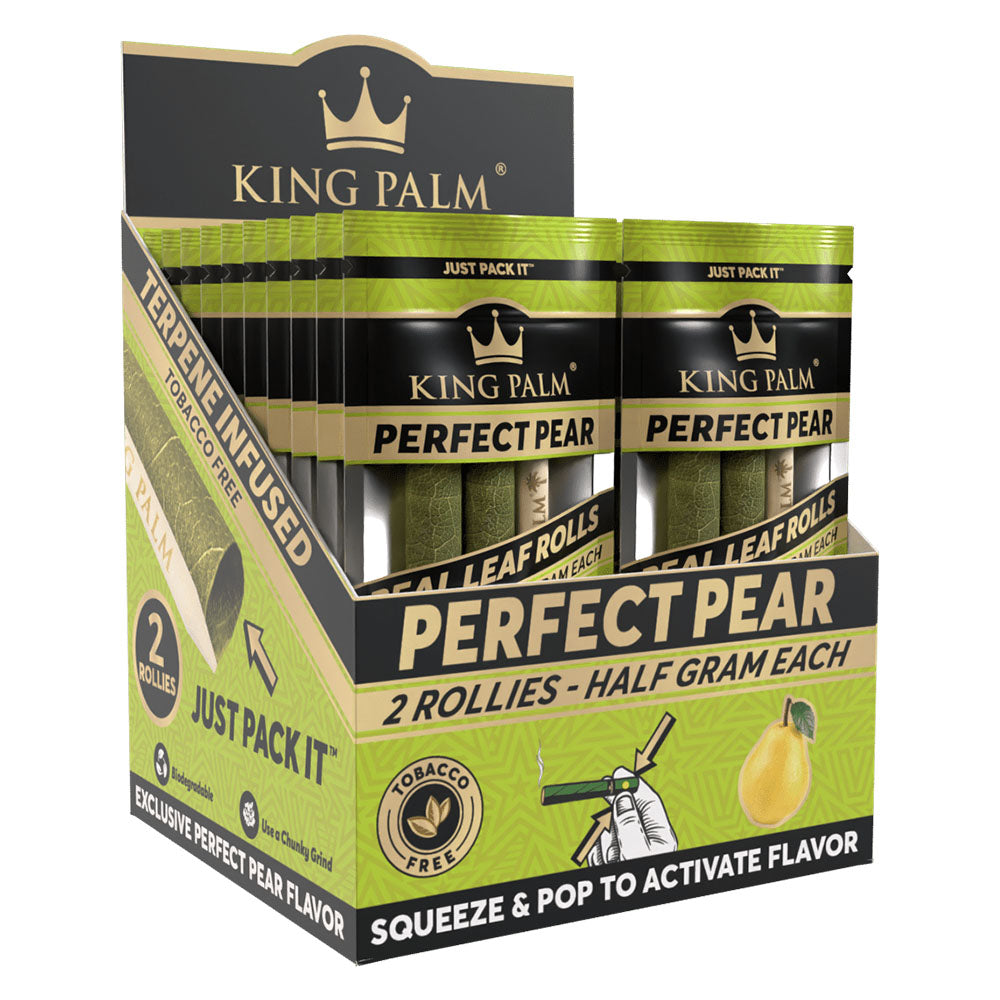 King Palm Rollie Hand Rolled Leaf 2-Pack in Perfect Pear Flavor, 20pc Display Box Front View