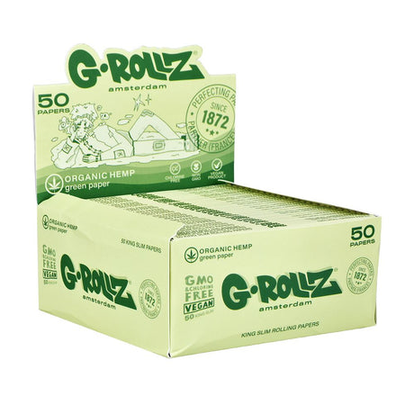 G-ROLLZ Organic Hemp Green Papers 50-Pack Display Box - King Size Rolling Papers