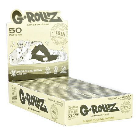 G-ROLLZ Organic Medicago Sativa Extra Thin 1 1/4 Rolling Papers, 50pc Display Pack