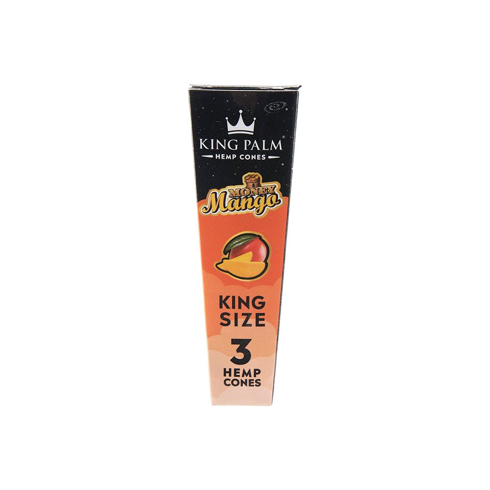 King Palm King Size Hemp Cones, Mango Flavor, 3-Pack Front View on White Background