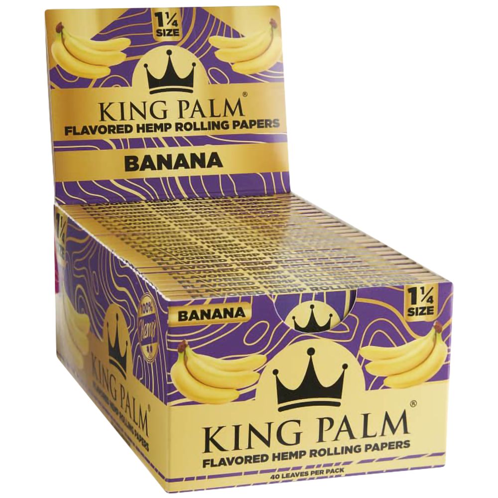King Palm Banana Flavored Hemp Rolling Papers, 1 1/4 Size, 40pc Display Box