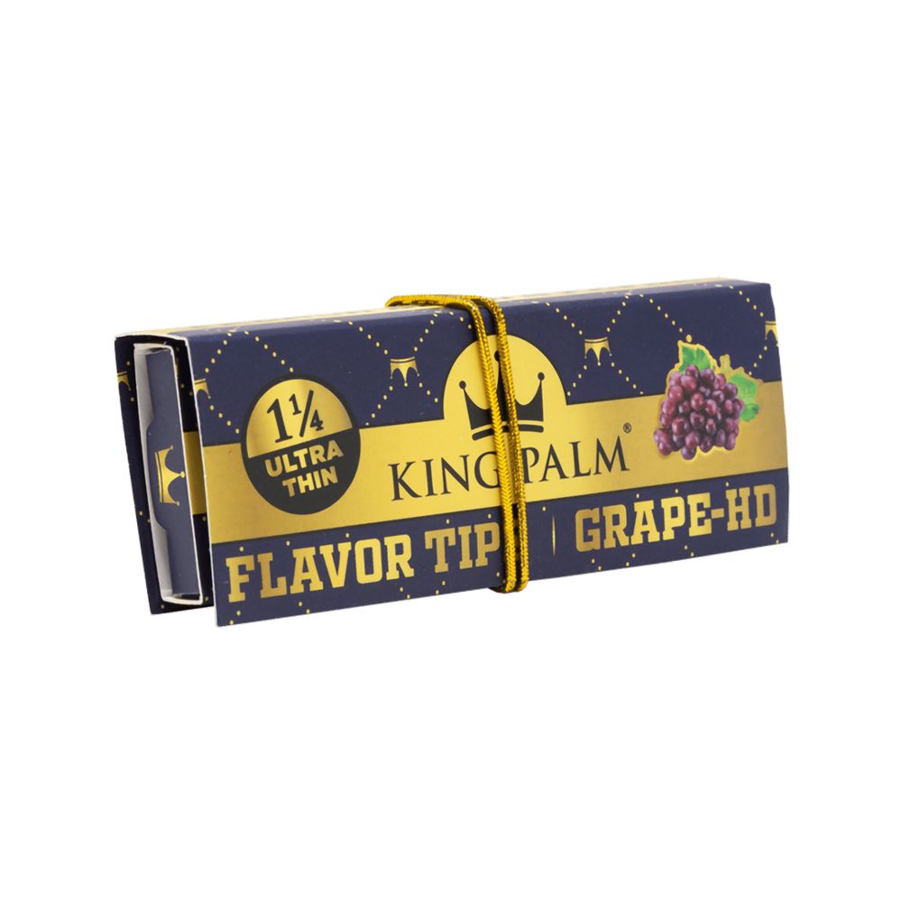 King Palm French Brown 1 1/4 Rolling Papers with Grape Flavor Tips, 24pk Display Box