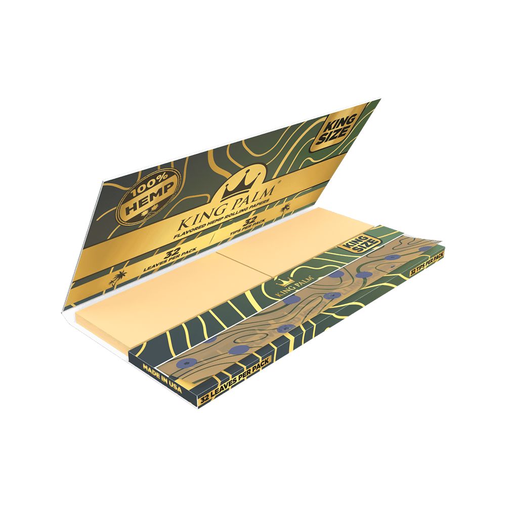 King Palm King Size Flavored Hemp Rolling Papers Open Pack Display