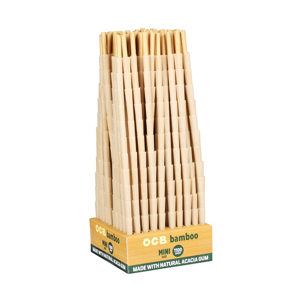 OCB Bamboo Mini Rolling Cones 1100CT Box Display - Front View