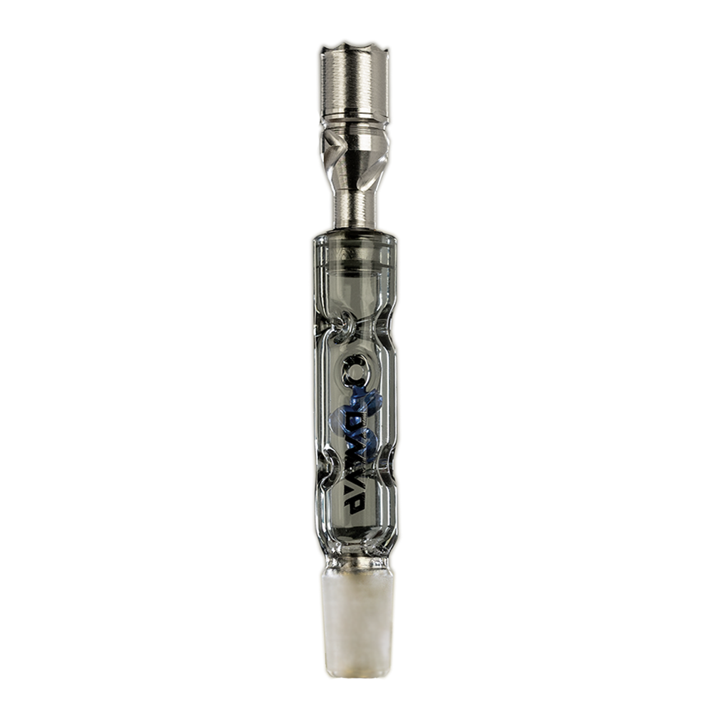 DynaVap BB3 Vaporizer, front view, showcasing its sleek glass design with blue accents