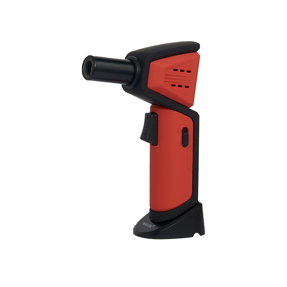 Maven Torch Nova Windproof Jet Flame Lighter in Red, Adjustable & Refillable, Side View