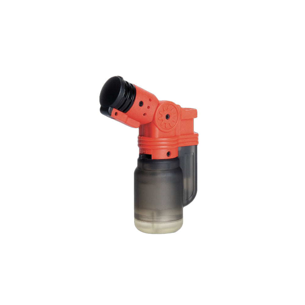 Maven Torch Tuner lighter in red, featuring a compact design with windproof jet flame and rotatable head.