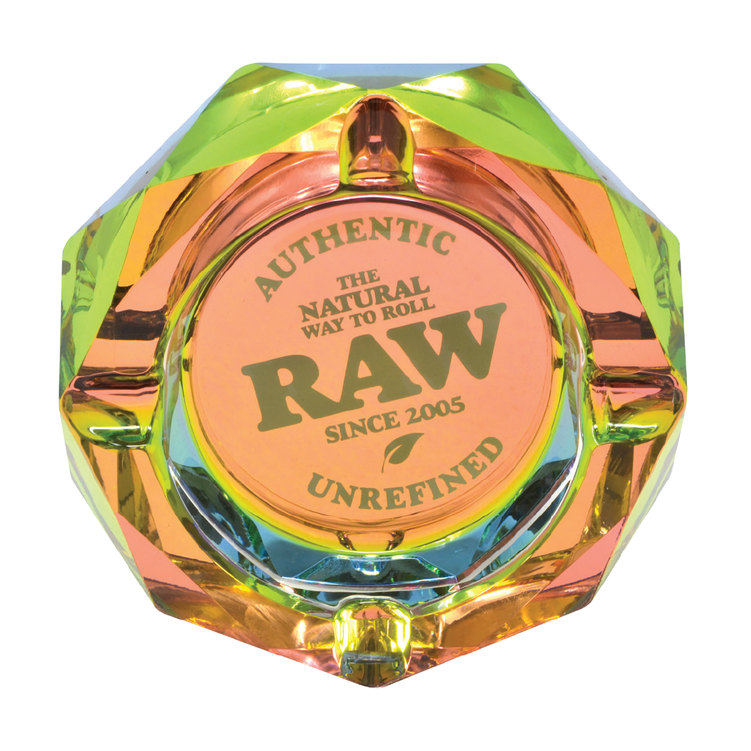 RAW Crystal & Metal Ashtray - Rainbow Variant, Lead-Free with Magnetic Base, Top View