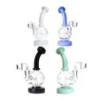 1Stop Glass Round Globe Dab Rigs with Inset Perc in Black, Blue, Green, White colors, front view