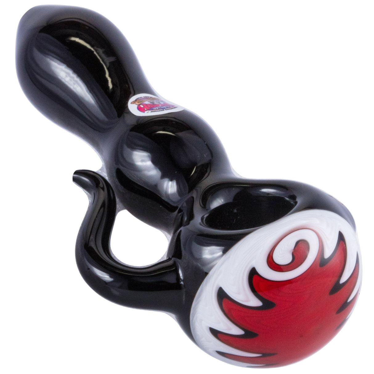 Crush Eye Candy Black Onyx Tusk Hand Pipe with Red Flame Design - Top View