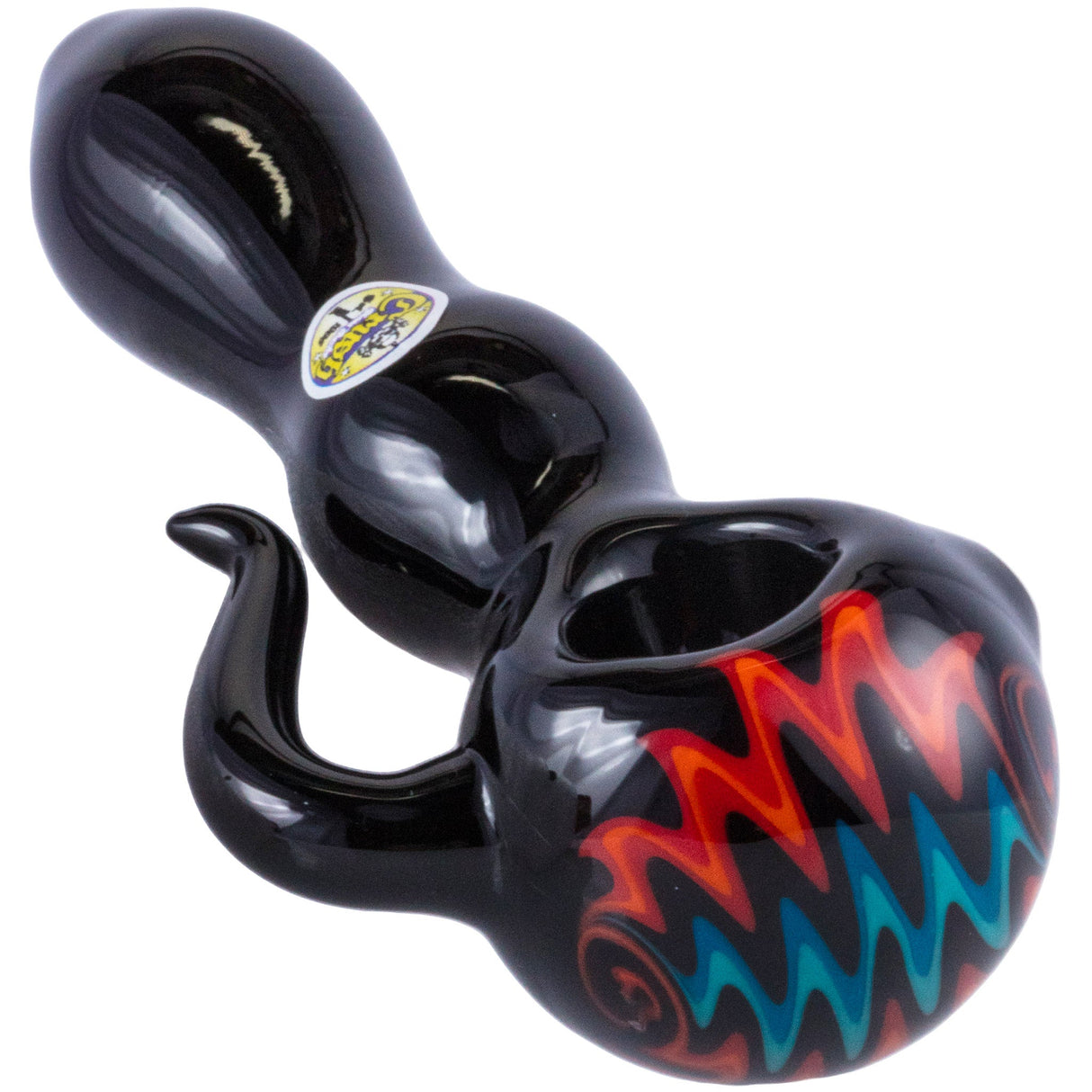 Crush Eye Candy Black Onyx Tusk Hand Pipe, Vibrant Borosilicate Glass, Angled View