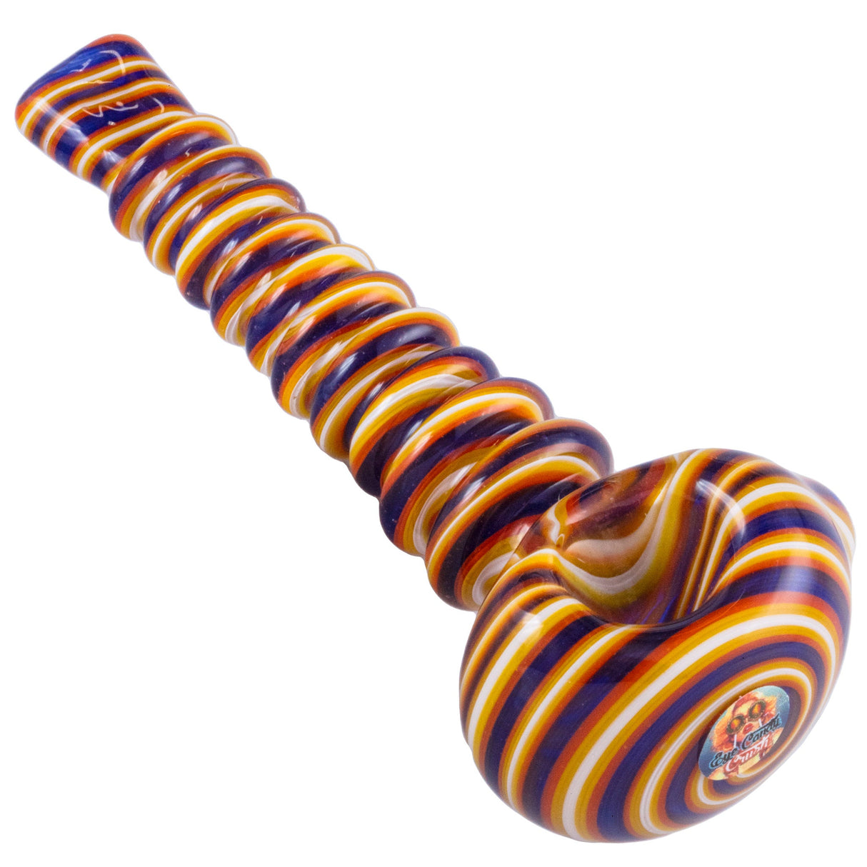 Crush Eye Candy MegaTwist 5" HandPipe in Blue Orange, Vibrant Twisted Design with Flat Mouthpiece