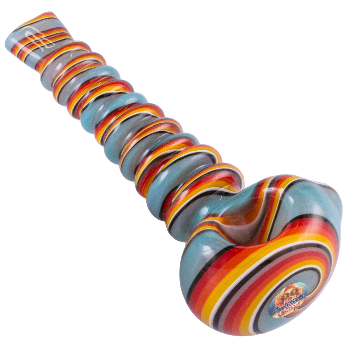 Crush Eye Candy MegaTwist 5" HandPipe with Flat Mouthpiece in Heavy Blue, Vibrant Swirl Design