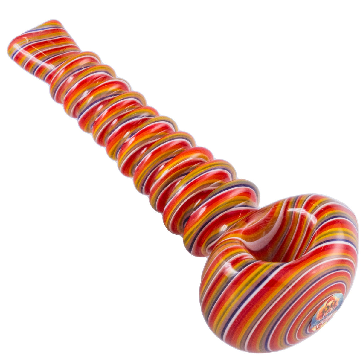 Crush Eye Candy MegaTwist 5" HandPipe in Red Orange with Flat Mouthpiece - Top View