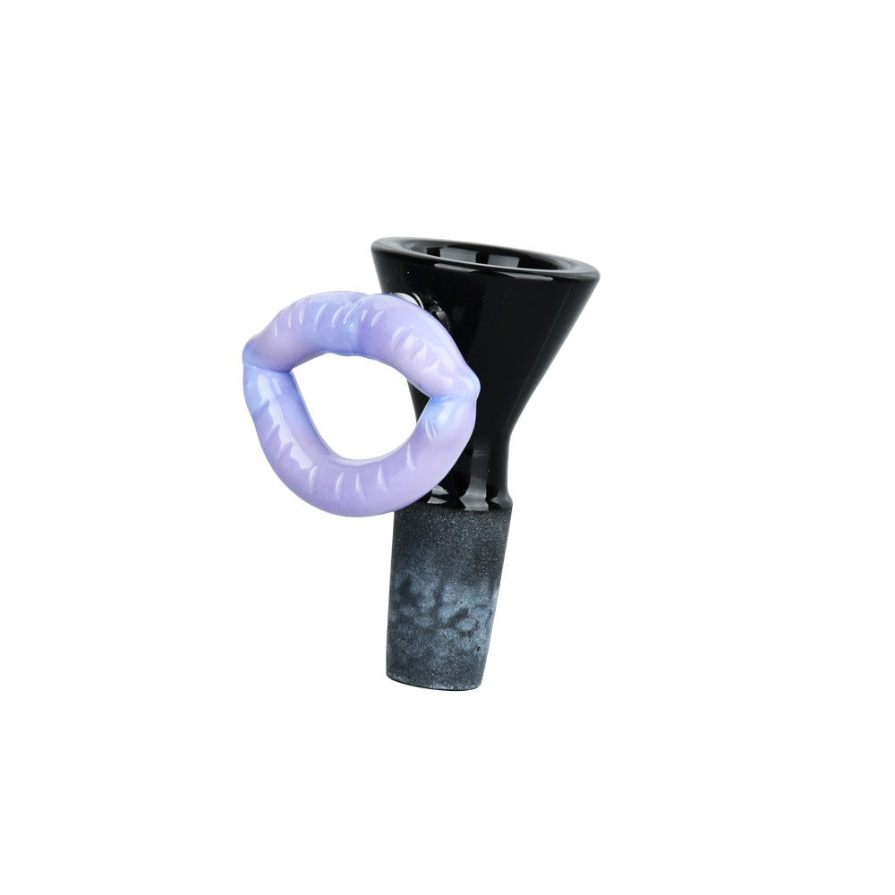5PC Set Loquacious Lips 14mm Male Herb Slide in Assorted Colors, Front View on White Background