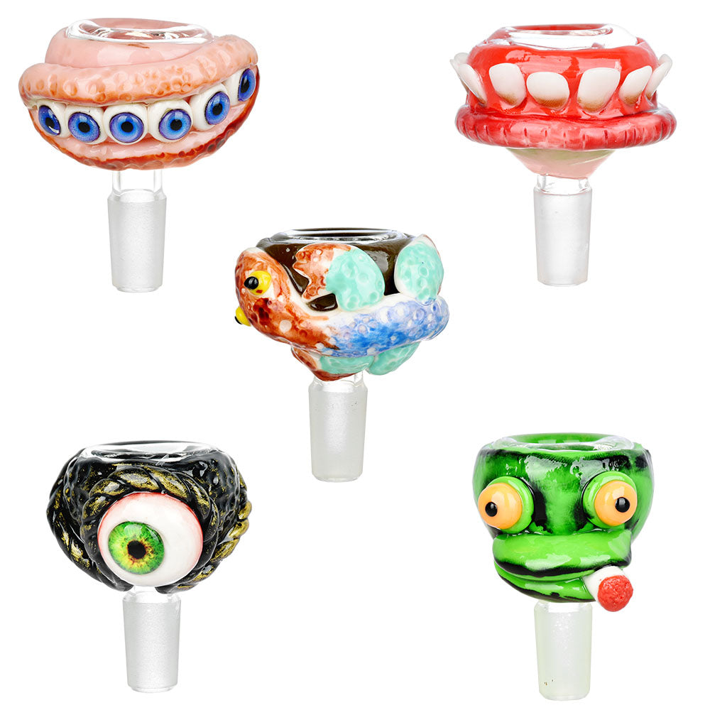 Assorted 14mm Glass & Enamel Herb Slides Bundle in Various Eye-Catching Designs