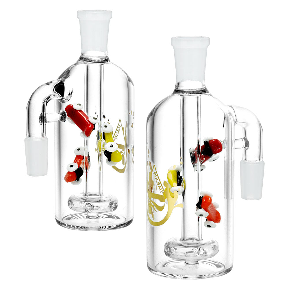 Pulsar Skateboard Ash Catcher, 5.5" tall, 14mm joint, 90 Degree angle, with colorful accents