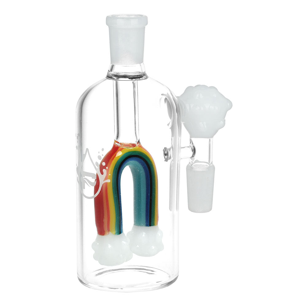 Pulsar Chasing Rainbows Ash Catcher, 5" size, 14mm joint, Front View with Rainbow Design
