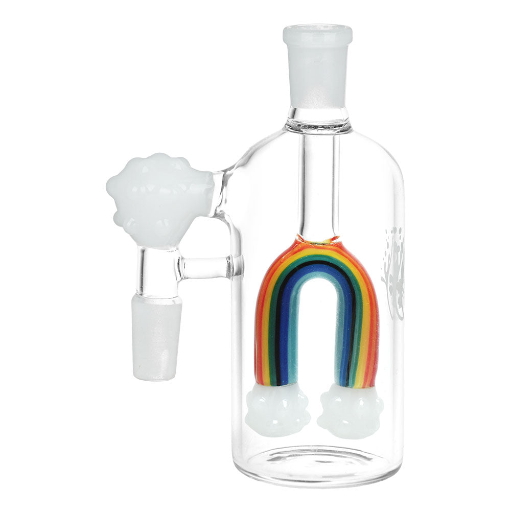 Pulsar Chasing Rainbows Ash Catcher, 5-inch height, 14mm joint, Front View with Rainbow Design