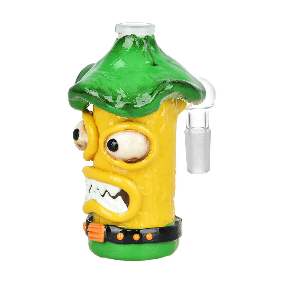 Shroom Monster Glass Ash Catcher with Colorful Enamel, 14mm Male, 90 Degree Angle