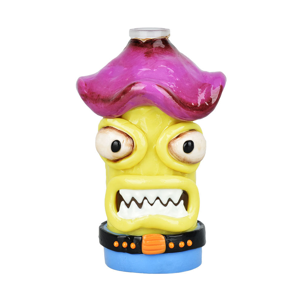 Shroom Monster Glass Ash Catcher - 4.75" 14mm Male 90 Degree - Colorful Front View