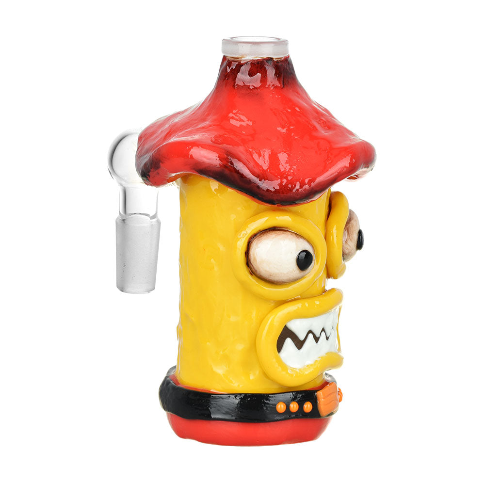 Shroom Monster Glass & Enamel Ash Catcher with 14mm Male Joint at 90 Degrees, Front View