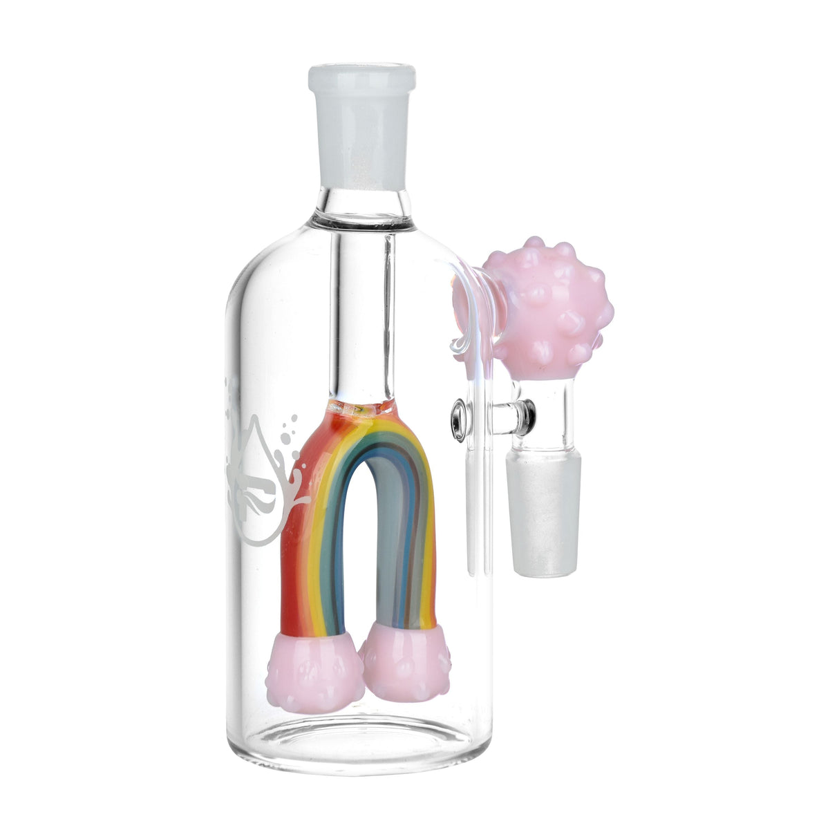 Pulsar Rainbow Glass Ash Catcher 5" 14mm 90° - Front View on White Background