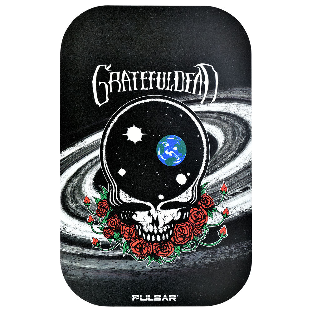Pulsar Grateful Dead themed rolling tray kit with magnetic cover, 11"x7" size, front view