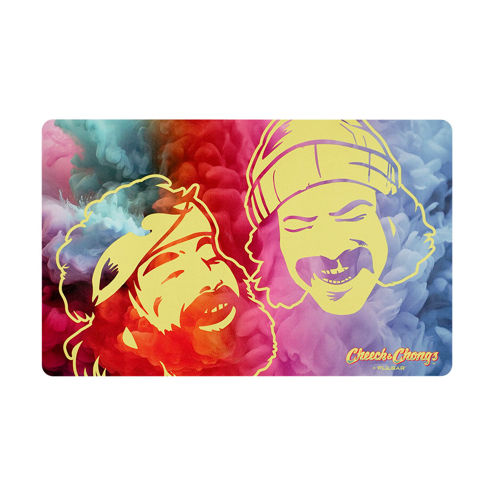 Pulsar x Cheech & Chong DabPadz with vibrant color design, shock-absorbent mat for water pipes