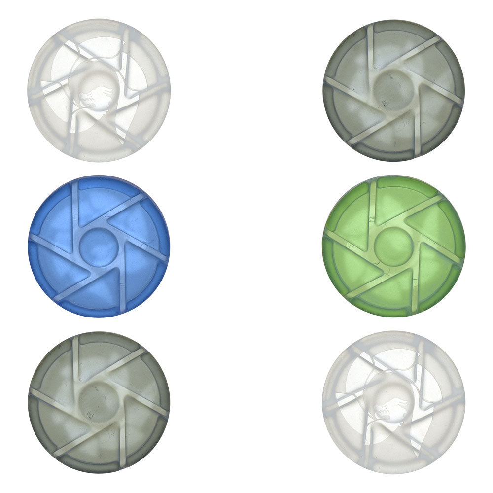 Glass House 30mm Borosilicate Spinner Carb Caps, 6-Pack in Assorted Colors, Top View