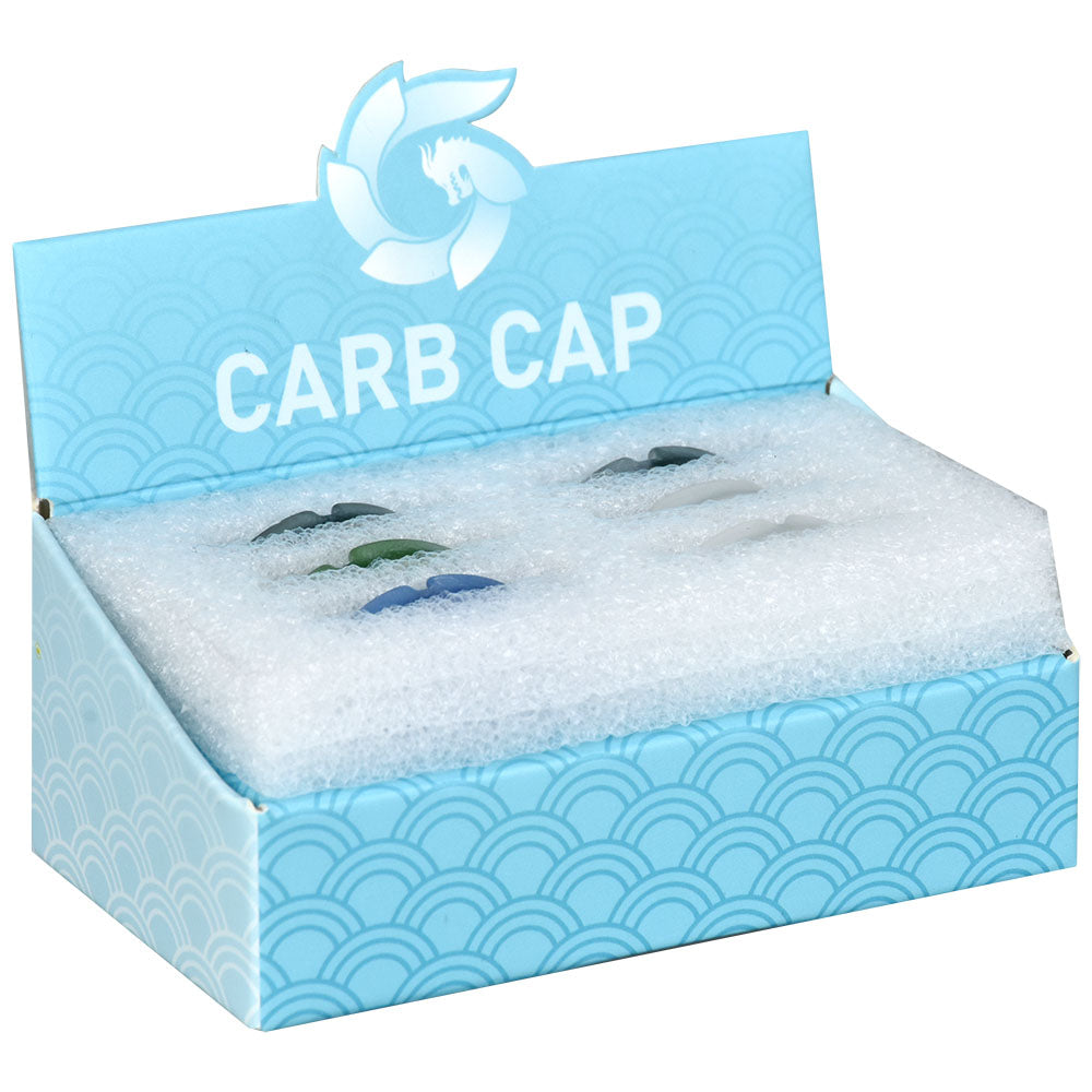 Glass House Spinner Carb Caps 6-Pack in Assorted Colors, Borosilicate Glass, Front View