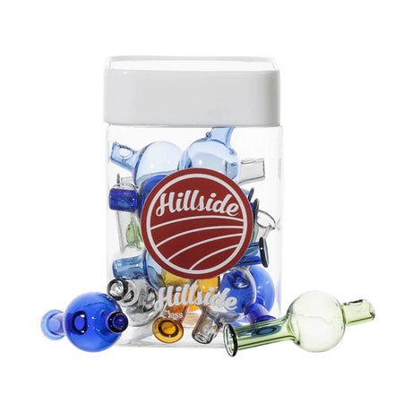 Assorted Hillside Glass Bubble Carb Caps, 22mm, Borosilicate, in Jar - Front View