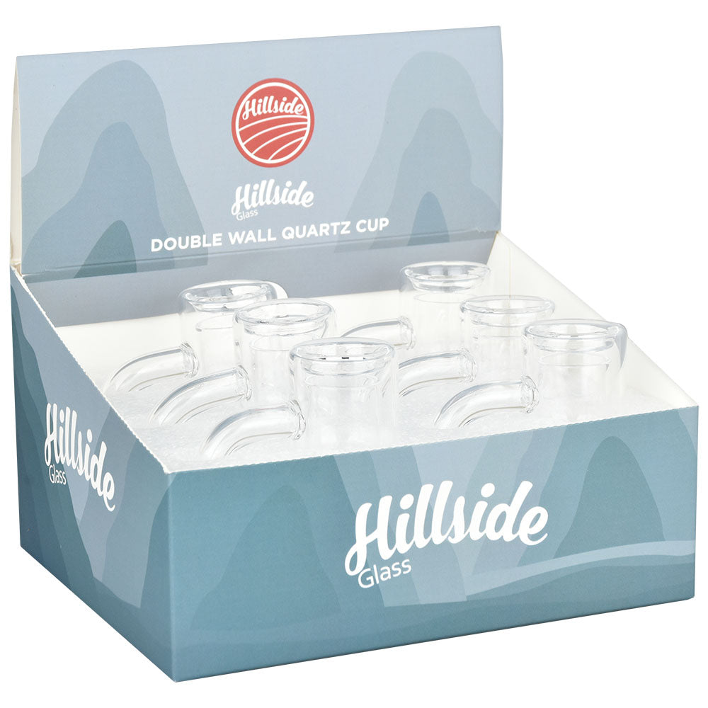 Hillside Glass Quartz Banger 6PC set, 14mm Male 90° angle, Double Wall Flat Top, displayed in box