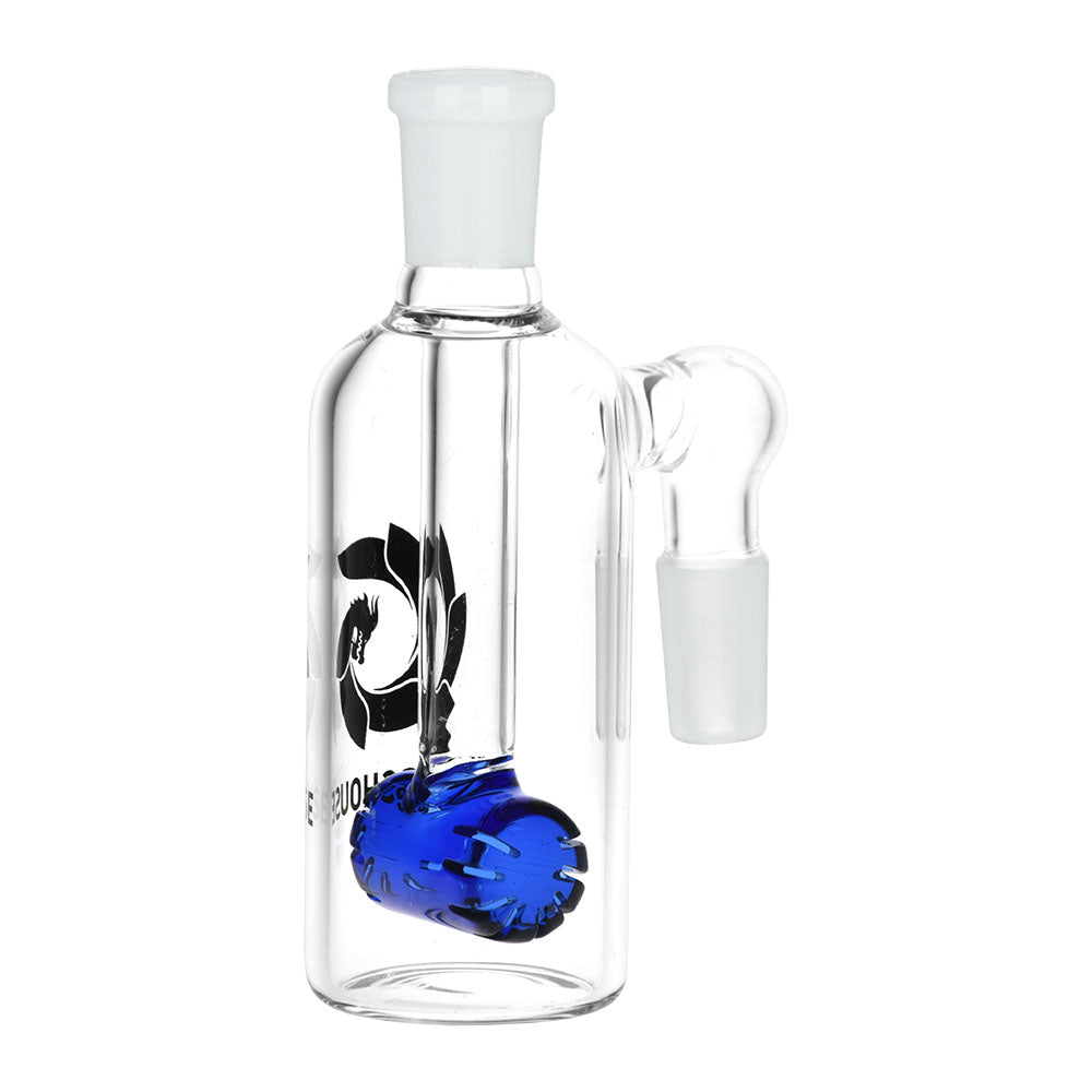 Glasshouse Barrel Diffuser Ash Catcher with Blue Accents, 14mm Female Joint - Front View