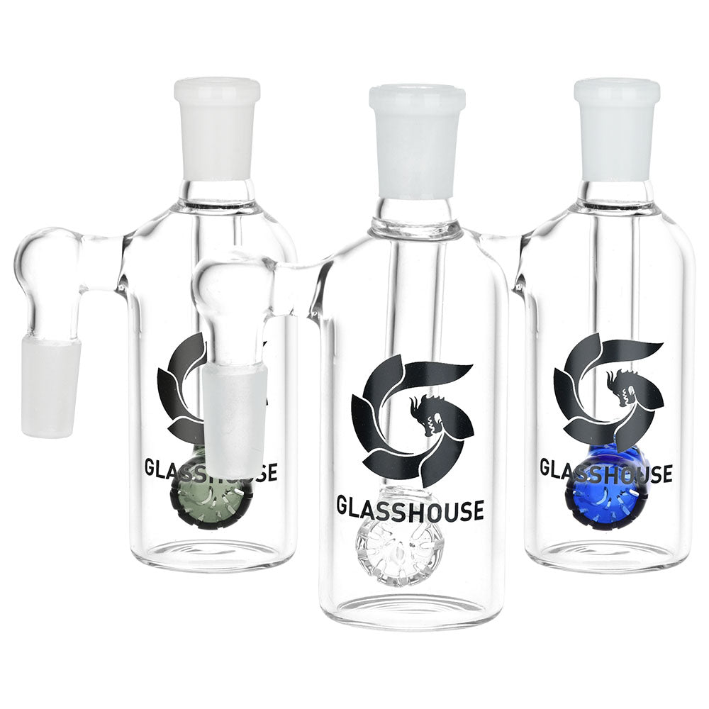 Glasshouse Barrel Diffuser Ash Catchers in 14mm with Colored Accents, Front View