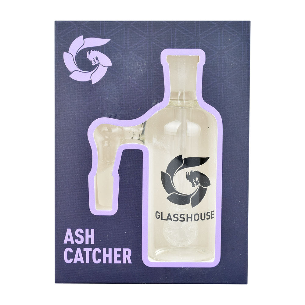 Glasshouse Barrel Diffuser Ash Catcher - 14mm Male Joint, 90 Degree, Front View