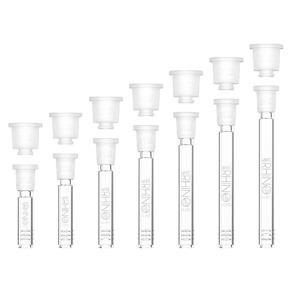 White Rhino Hybrid Downstem collection in assorted sizes on a white background
