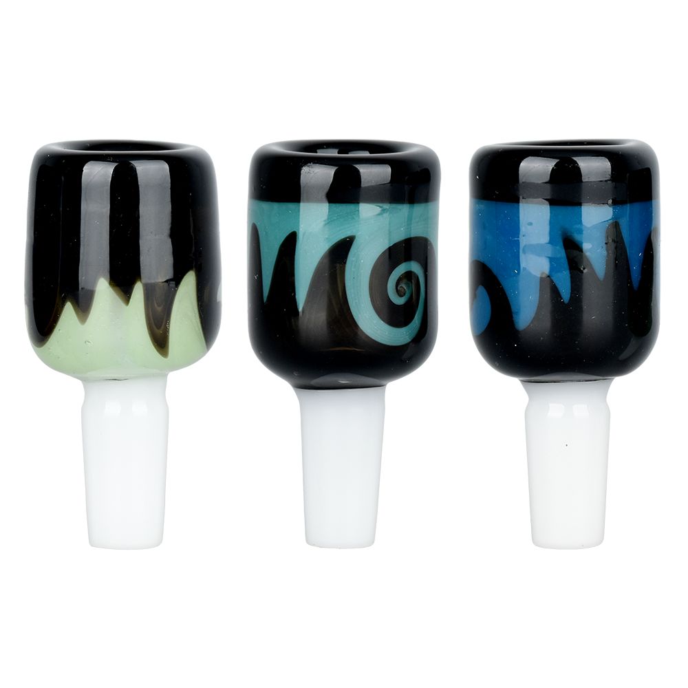 Dynamic Contrast Herb Slide with Exterior Marble, 14mm Male, Front View, Colors Vary